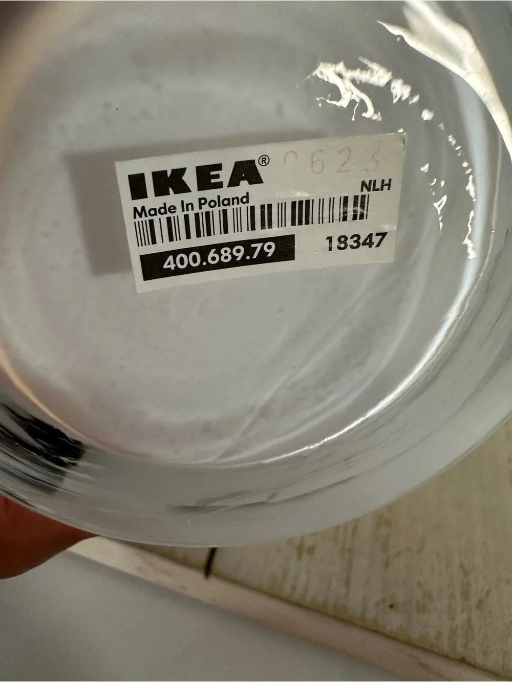 Vintage IKEA White and Black Glass Accent Vase made in Poland